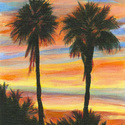 Double Palms at Sunset